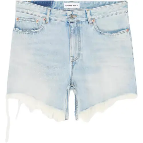 Balenciaga Women's Japanese Twill Cut Up Mini Skirt Light Blue