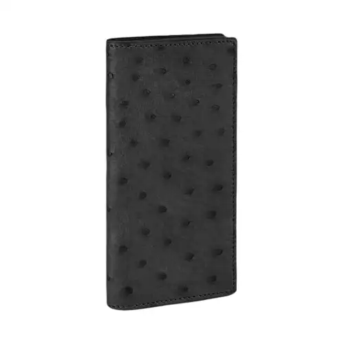 LOUIS VUITTON Brazza Ostrich Leather With Cow Leather Wallet Men's Black
