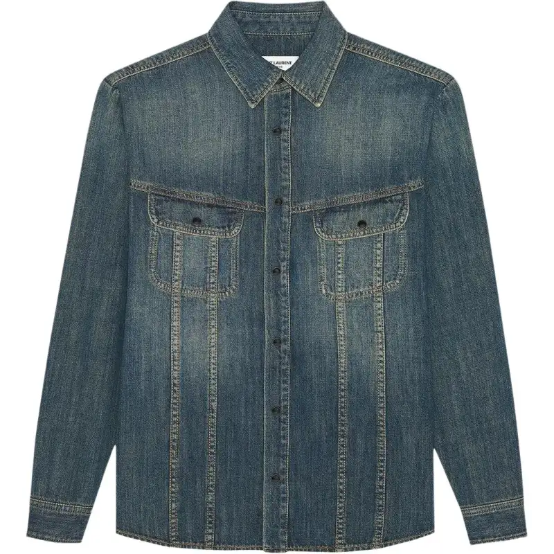 SAINT LAURENT Shirts Women's Vintage Blue Lapel Moderate Other