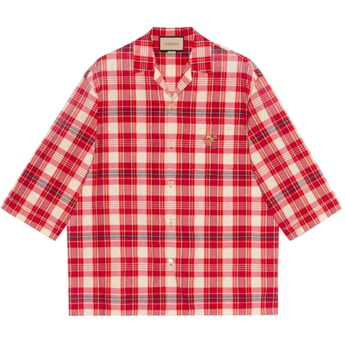 GUCCI Shirts Men's Red Lapel Moderate Shirt