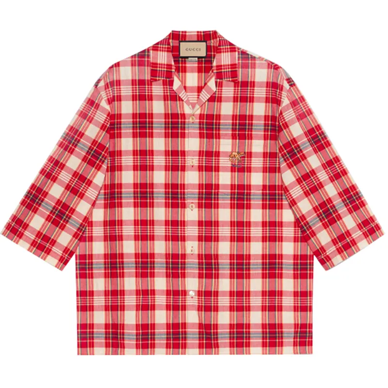 GUCCI Shirts Men's Red Lapel Moderate Shirt