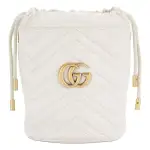 GUCCI GG Marmont Quilted Leather Bucket Bag, Shoulder Bag, Crossbody Bag Mini Women's White