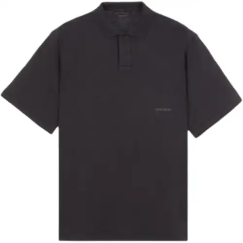 STONE ISLAND Polo Shirts Men's Black Polo Collar Moderate Straight Fit