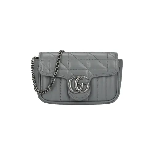 GUCCI Marmont Quilted Leather Shoulder Bag, Crossbody Bag Extra Mini Women's Gray