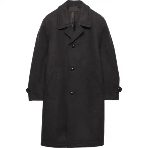 PRADA Coats Men's Coal Gray Lapel Moderate Straight Fit
