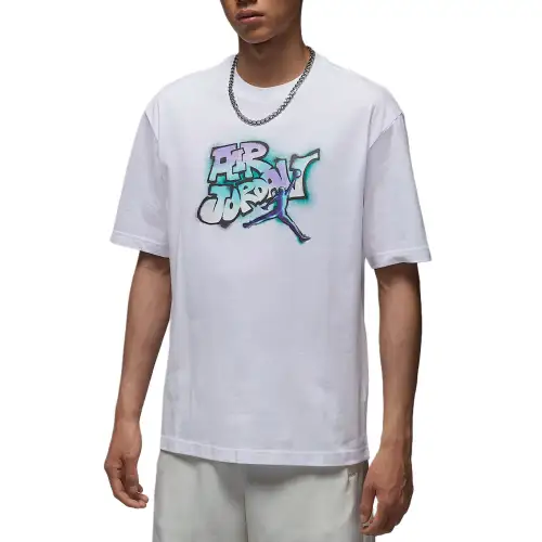 Jordan Air T Shirts Men's White Crew Neck Moderate