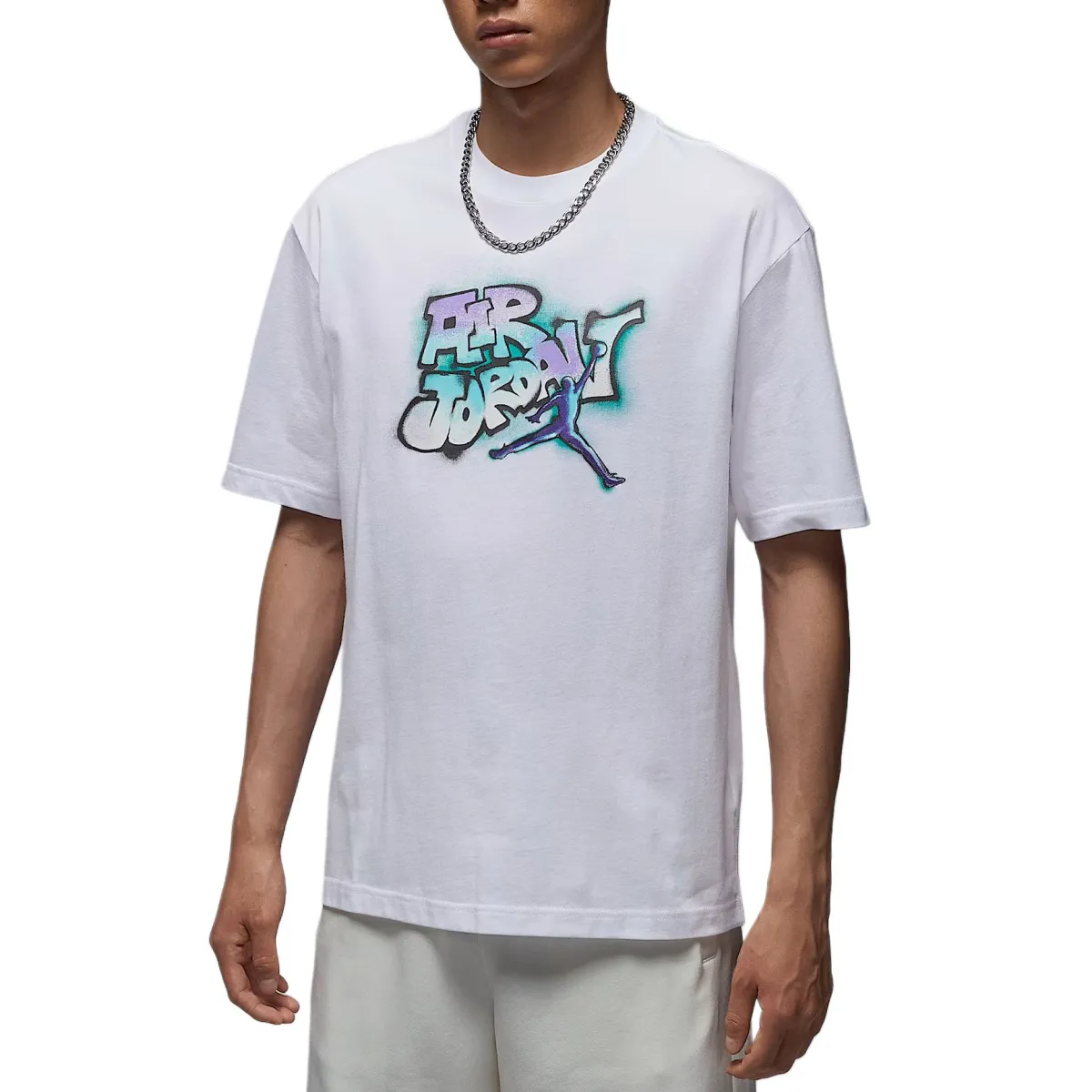 Jordan Air T-Shirts Men's White Crew Neck Moderate
