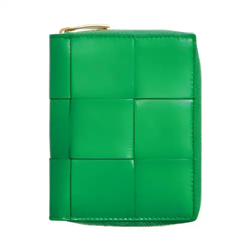 Bottega Veneta Lambskin With Cow Leather Wallet Large Women's Green