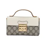 GUCCI Padlock Canvas With Leather Box Bag, Shoulder Bag, Handbag, Crossbody Bag Mini Women's White/Ebony