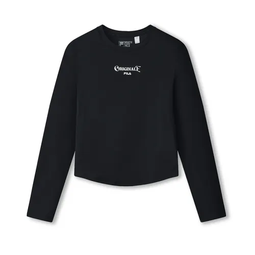 FILA ORIGINALE T Shirts Women's Jet Black BK Crew Neck Moderate Straight Fit