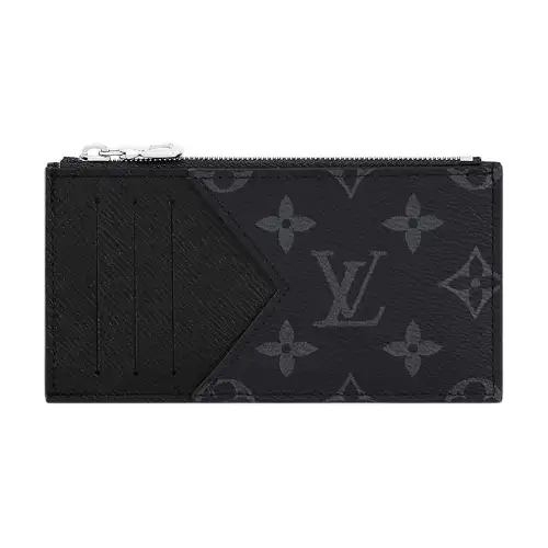 LOUIS VUITTON Coin Card Holder Monogram Eclipse Taiga Black