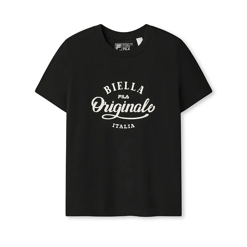 FILA ORIGINALE T Shirts Women's Jet Black BK Crew Neck Moderate Straight Fit