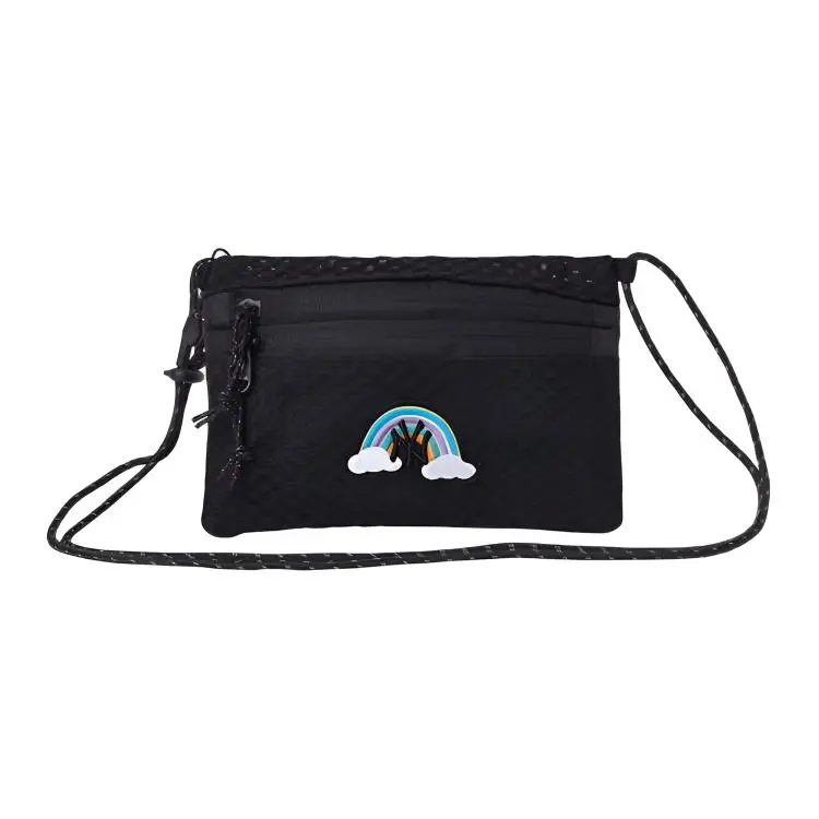 New Era Rainbow & NY Logo Embroidery Crossbody Bags Unisex Black