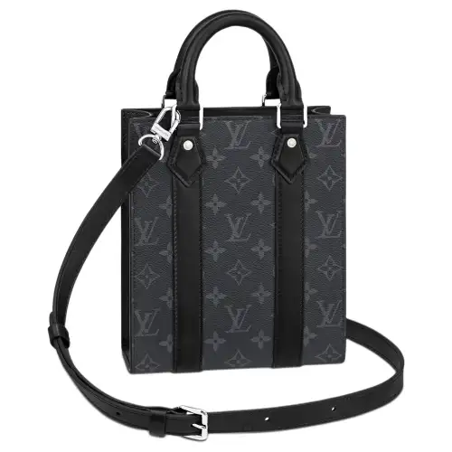 LOUIS VUITTON Sac Plat Coated Canvas Sheet Music Bag, Handbag, Shoulder Bag, Crossbody Bag Mini Men's Black
