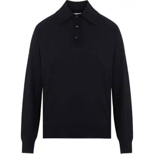 Bottega Veneta Tonal-Stitched Ribbed-Cuffs Polo Shirt