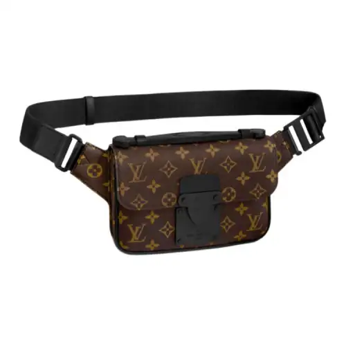 LOUIS VUITTON Coated Canvas With Leather Trim Shoulder Bag, Sling Bag, Fanny Pack Men's Brown/Black