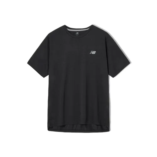 New Balance T Shirts Men's Black Crew Neck Moderate Straight Fit