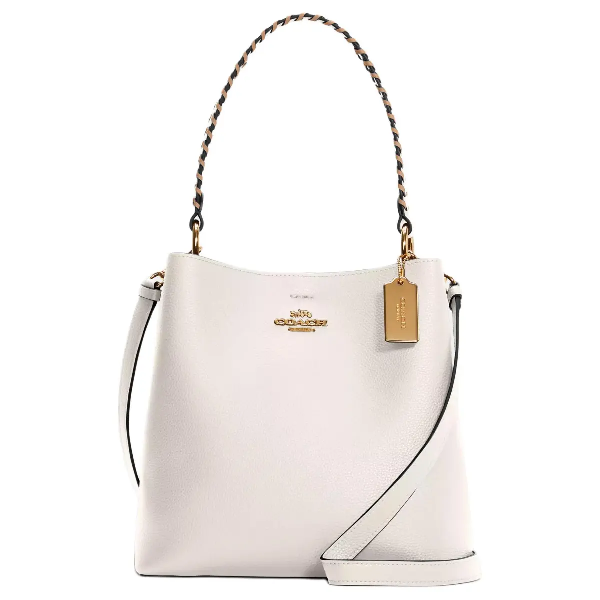COACH Town Polished Pebble Leather With Smooth Leather Shoulder Bag, Crossbody Bag, Handbag Medium Women's Chalk White