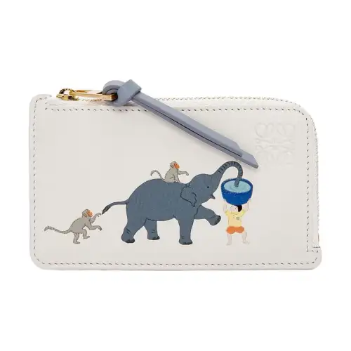 LOEWE Suna Fujita Collaboration Cow Leather Card Holder Women's White