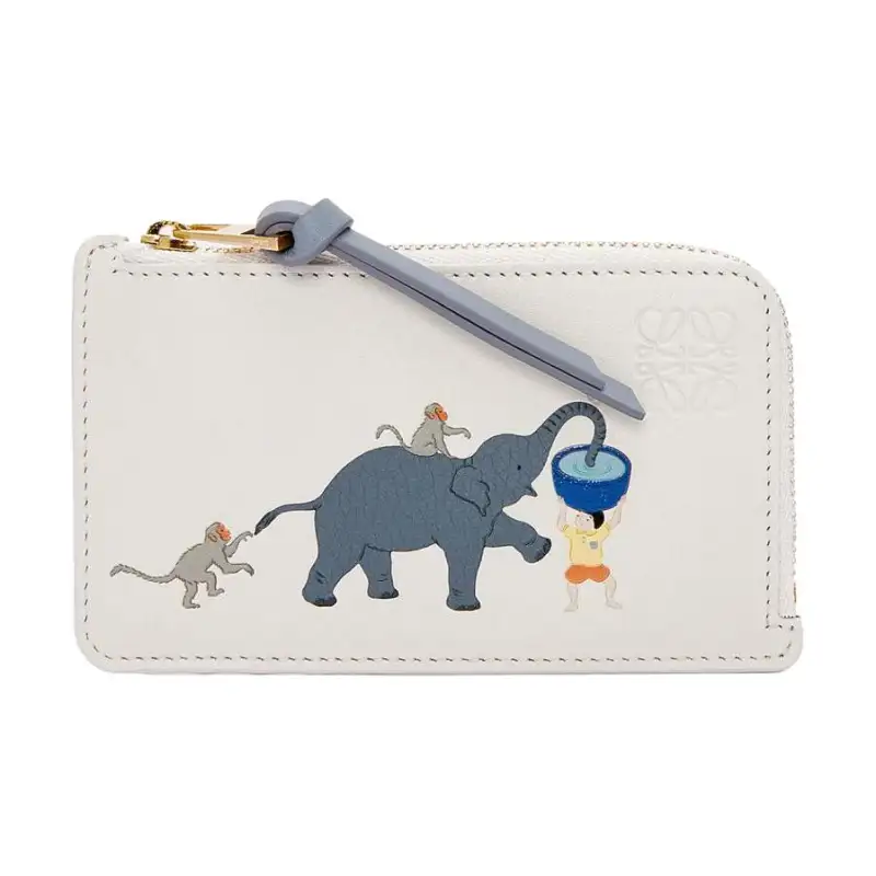 LOEWE Suna Fujita Collaboration Cow Leather Card Holder Women's White