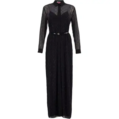 GUCCI Sheer Detailed Long-Sleeve Dress