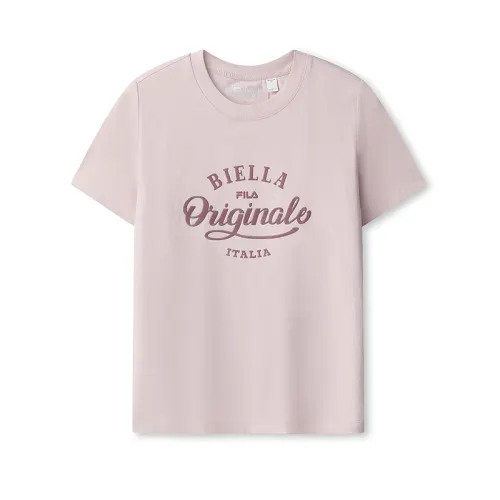 FILA ORIGINALE T Shirts Women's Peach Fairy Pink PK Crew Neck Moderate Straight Fit