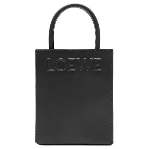 LOEWE Smooth Cow Leather Sheet Music Bag, Tote Bag, Shopping Bag, Shoulder Bag, Crossbody Bag, Handbag Women's Black