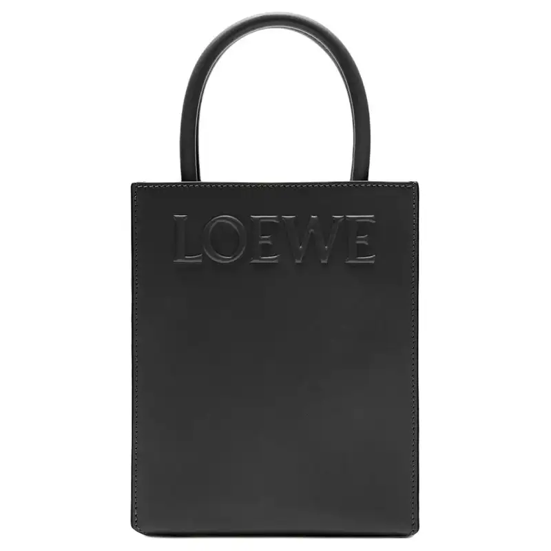 LOEWE Smooth Cow Leather Sheet Music Bag, Tote Bag, Shopping Bag, Shoulder Bag, Crossbody Bag, Handbag Women's Black