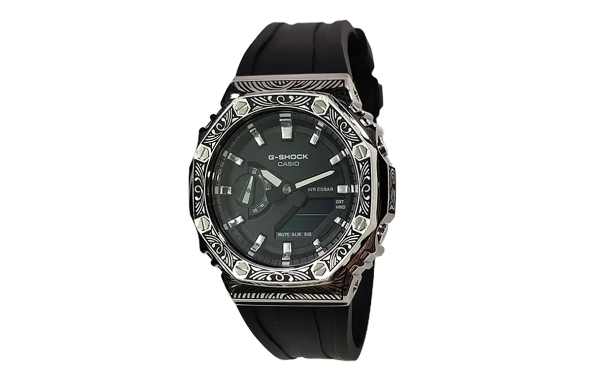 CASIO Custom Collection Quartz Movement Fluoroelastomer Strap Watch Men's Watches Black Dial