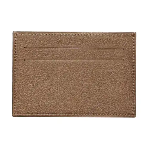 HERMES Citizen Twill Leather Card Holder Women's Milk Tea