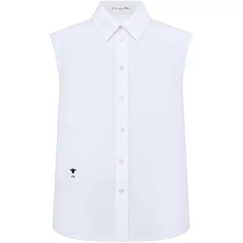 DIOR Quarterly New Products Shirts Women's White Lapel Moderate Shirt