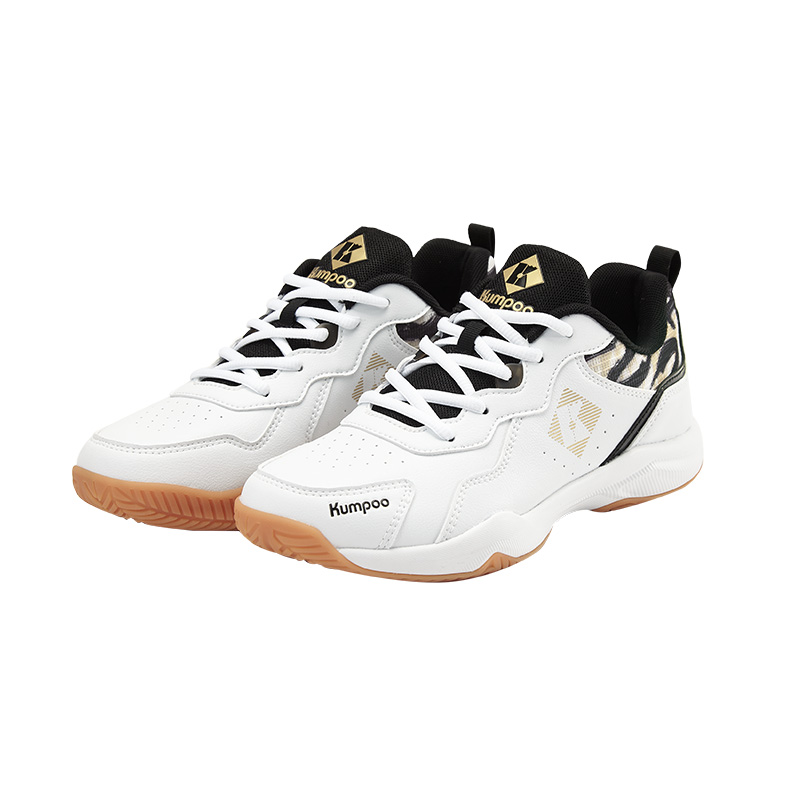 KUMPOO Cushioning Slip Resistant Support Low top Badminton Shoes Unisex White Black