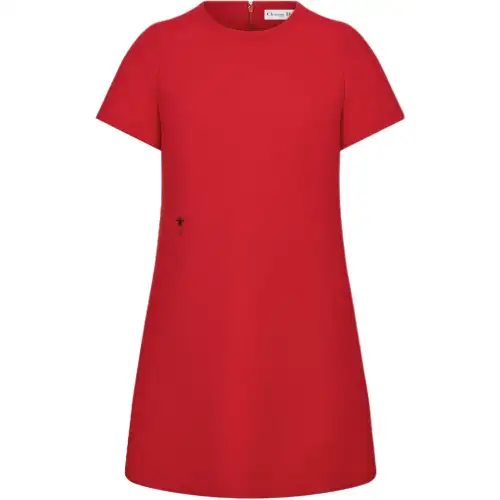 DIOR Straight Dress Short Sleeved Dress Women's Red