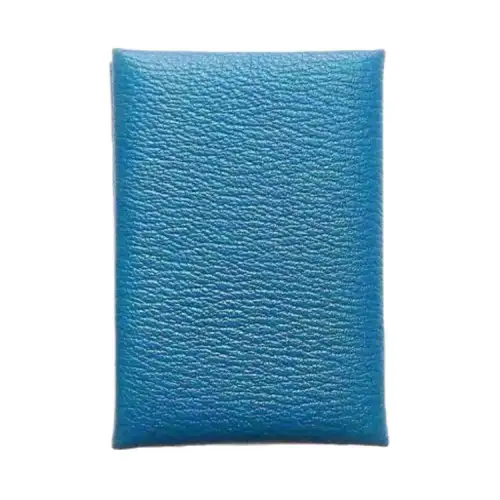 HERMES Calvi Duo Silver Tone Buckle Chevre Mysore Goatskin Wallet Women's Bosphorus Green