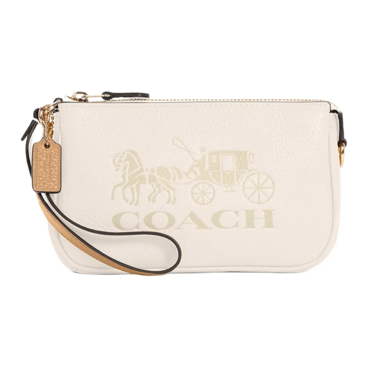 COACH Nolita Refined Pebble Leather Wrist Bag Clutch Small Women's Ecru