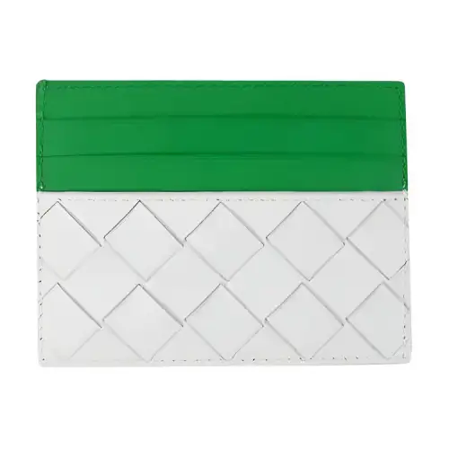 Bottega Veneta Cow Leather Card Holder Men's White & Parrot Green