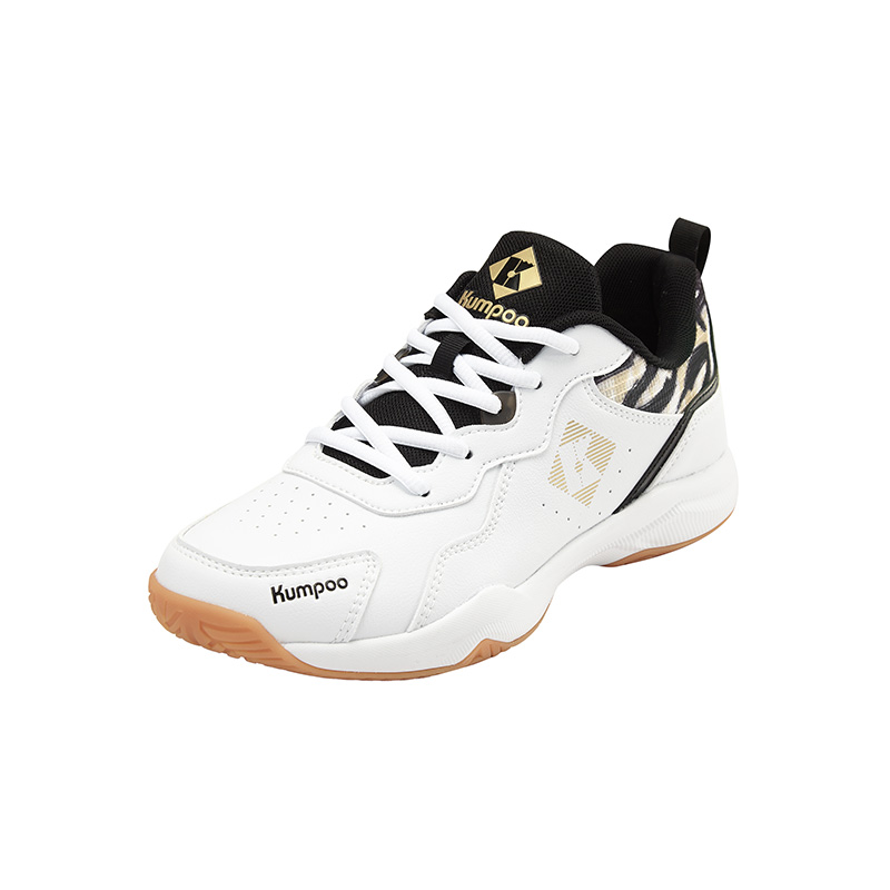 KUMPOO Cushioning Slip Resistant Support Low top Badminton Shoes Unisex White Black