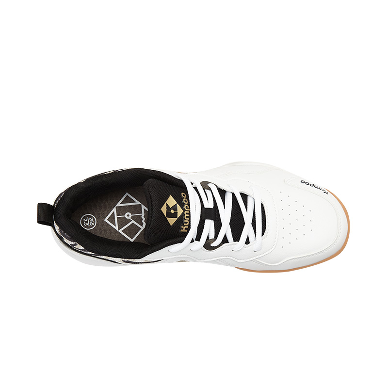 KUMPOO Cushioning Slip Resistant Support Low top Badminton Shoes Unisex White Black