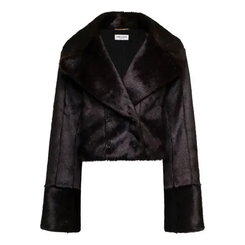 SAINT LAURENT Fur Women's Brown Dark Chocolate