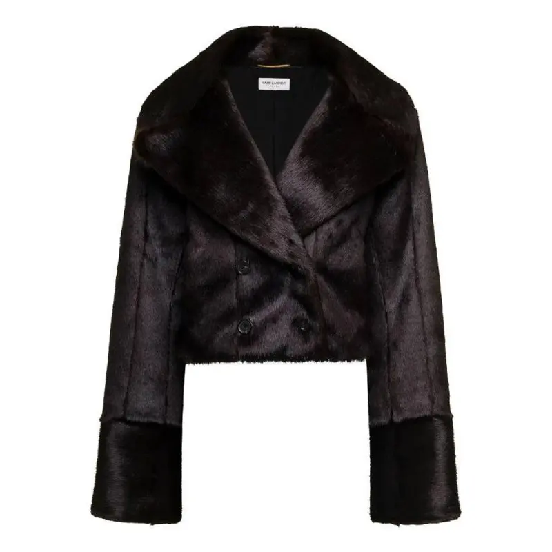 SAINT LAURENT Fur Women's Brown Dark Chocolate