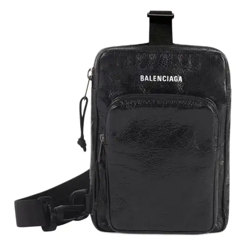 Balenciaga Explorer Sheepskin Shoulder Bag, Crossbody Bag Men's Black