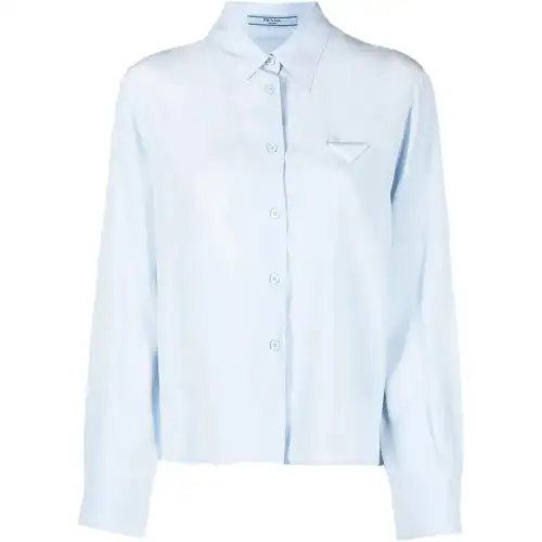 PRADA Shirts Women's Blue Lapel Moderate