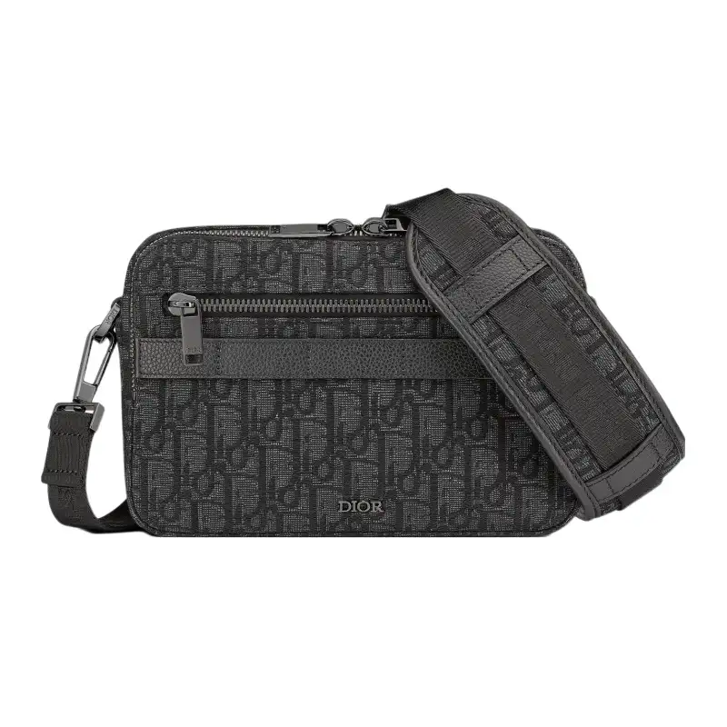 DIOR Grained Calfskin Messenger Bag, Shoulder Bag, Crossbody Bag Men's Black