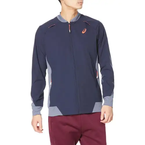 ASICS Jackets Men's Midnight Blue Baseball Collar Moderate Other