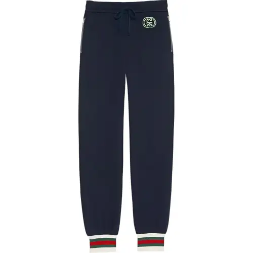 GUCCI SS23 Knitted Sweatpants Women's Dark Blue