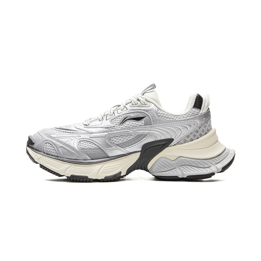 Li Ning Xingji Cushioning Abrasion Resistant Breathable Low top Chunky Sneakers Men's Gray Silver