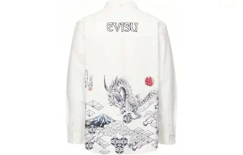 EVISU Shirts Men's White Lapel Moderate Other