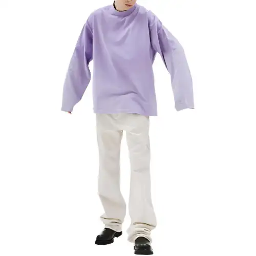 Balenciaga T Shirts Men's Purple Crew Neck Straight Fit