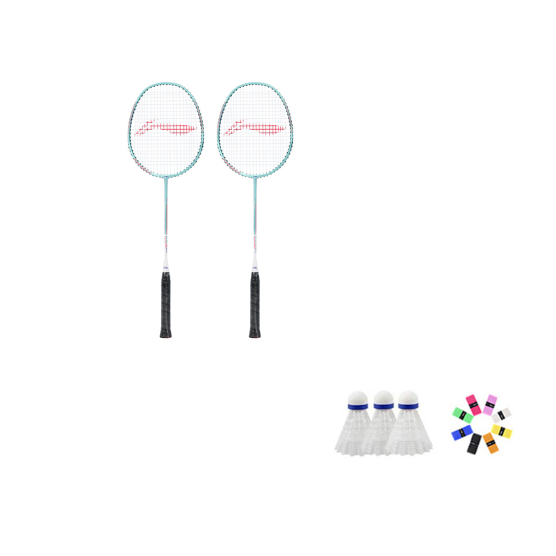 Li Ning Thunder 08 Badminton Rackets Offensive Type Heavy Head, Stiff Shaft Strung White Cyan