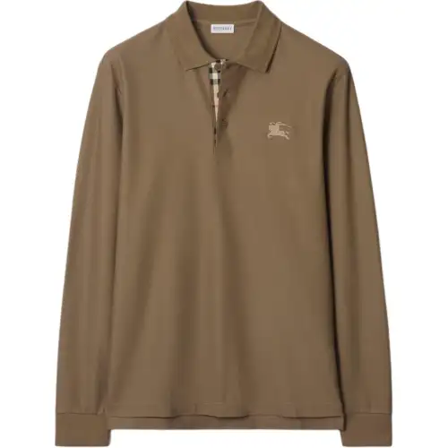 Burberry Polo Shirts Men's Brown Polo Collar Moderate